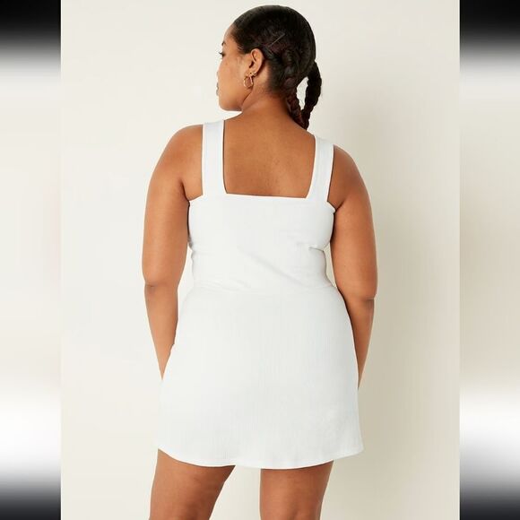 PINK VICTORIA'S SECRET RIB SQUARE NECK ACTIVE DRESS W POCKETS WHITE SIZE XXL - Picture 2 of 12